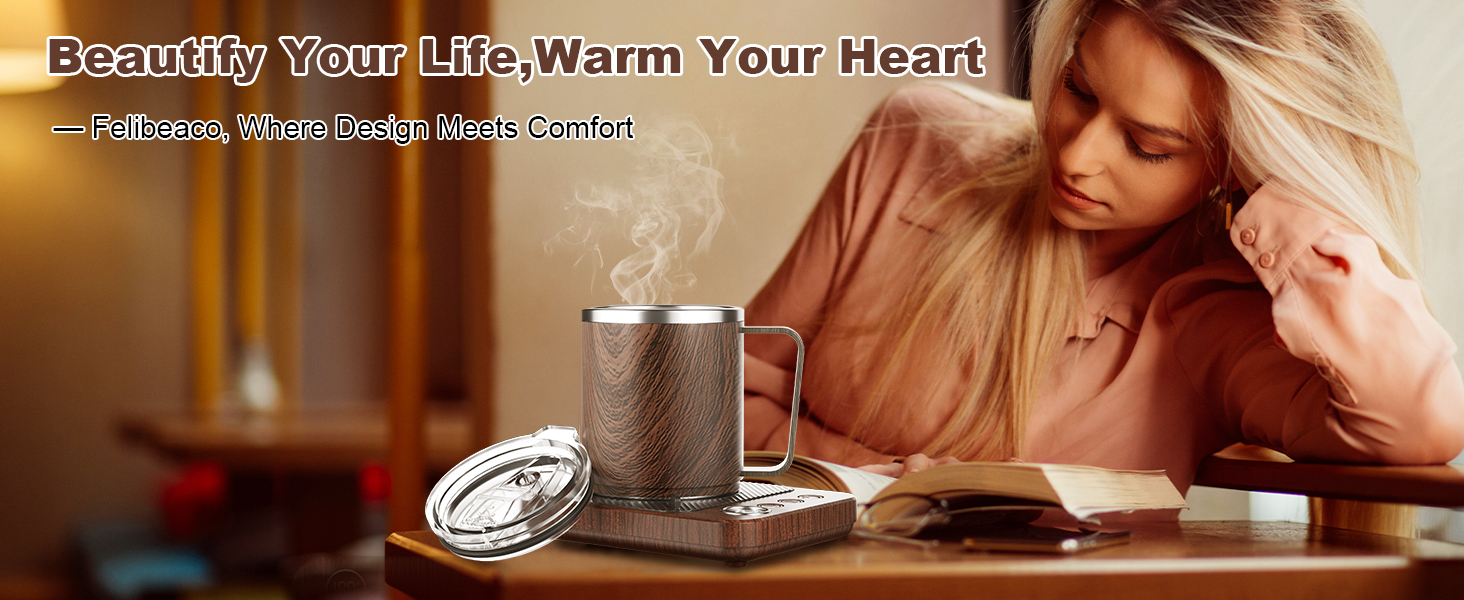 Coffee Mug Warmer & Mug Set for Desk, Electric Coffee Cup Warmer with 16oz Heated Mug