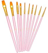BOSOBO Paint Brushes Set, 10 Pieces Round Pointed Tip Paintbrushes Nylon Hair Artist Acrylic Pain...