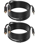 3.5mm Aux to RCA Cable 16FT, 2Pack, 1/8 Aux Male to Dual RCA Male Stereo Y Splitter Cord, 24K Gol...