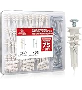 CrimsonMark 120Pcs #8 Self Drilling Drywall Anchors and Screws kit #8 x 1-1/4”- Superb Wall Ancho...