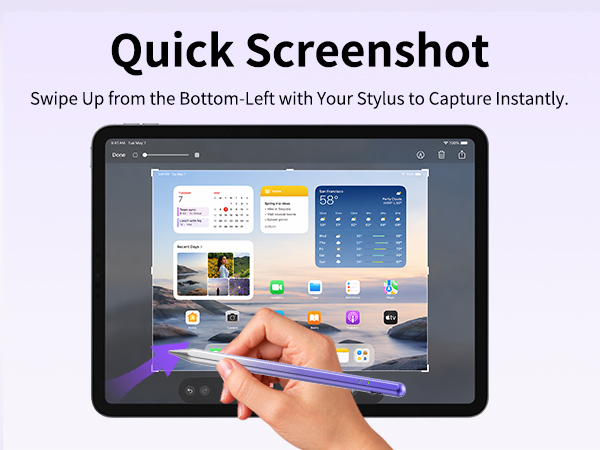 Swipe up to capture—Alternative to Apple Pencil A16, Apple Pencil 1st Gen, Stylus Pen for iPad A16.