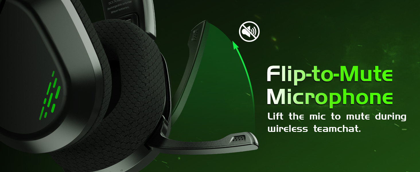 Flip-to-mute microphone functions only in wireless mode and is invalid when wired.