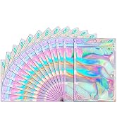 Funfery 100 Pack Smell Proof Holographic Bags Clear Window Resealable Bags,Mylar Foil Bags with Z...