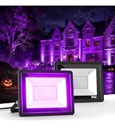 L LOHAS LED Auto On/Off Purple Halloween Flood Light Outdoor 50W Plug in | 50W 2300LM Output, Out...