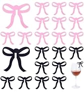 HOBBIESAY Drink Markers Acrylic Drink Tags Martini Glasses Charms Coquette Bow Wine Glass Charms