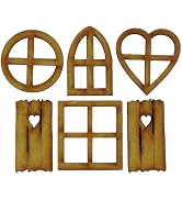 Htppzjr Wooden Fairy Garden Door, Blank Door Fairy House and Windows Ornaments Tree Statues for T...