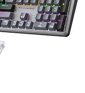 Mechanical Gaming Keyboard, RGB Backlit 104 Keys Full Size Keyboard with Multimedia Knob, Double ...