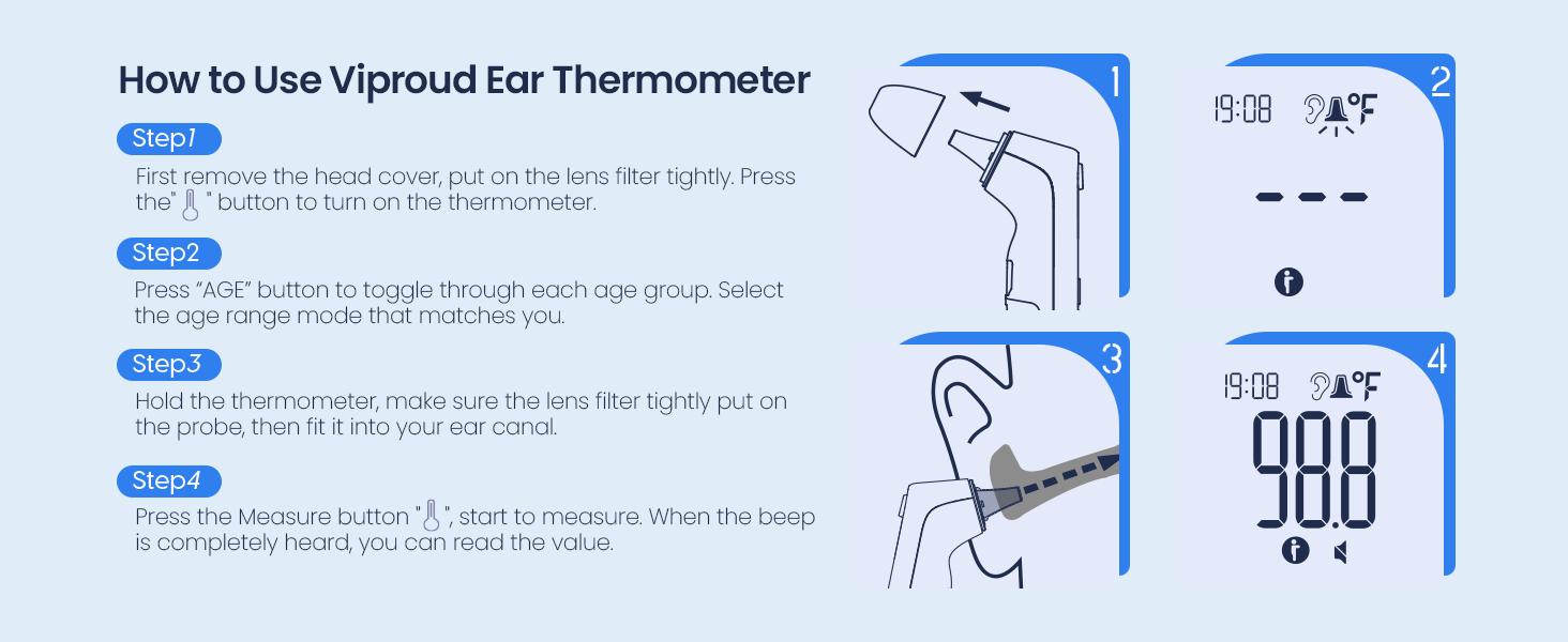 Viproud Ear Thermometer Black