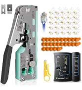 VCELINK RJ45 Crimp Tool Kit 53-in-1 for CAT7/CAT6A/CAT6/CAT5E/CAT5 Connectors, Includes Crimper B...