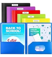 KTRIO Plastic Folders with Pockets, 6 Pack 2 Pocket Folders Colored Plastic Folders Poly Folders ...