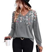 WIHOLL Long Sleeve Shirts for Women V Neck Blouses Dressy Casual Fall Clothes 2026 S-2XL