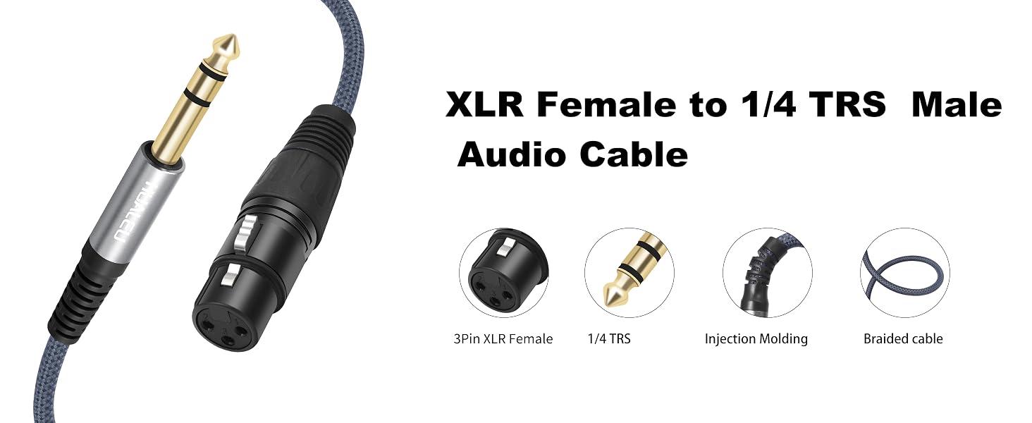 1/4 TRS Male to 3Pin XLR Female Microphone Cable