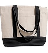 Carrywell |Not Made In China| Organic Cotton Canvas Tote With Zippered Top, Front Pocket, Heavy D...