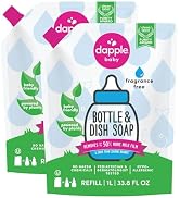 Dapple Baby Fragrance-Free Bottle & Dish Soap Refill Pouch - (2 Pack) 33.8 fl oz - Plant-Powered ...