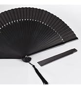 HONSHEN 8.27" Hand Held Bamboo Silk Folding Fan, Foldable Small Hand Fan,Chinese/Japanese Charmin...