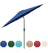 HealSmart 9ft Patio Push Button Tilt/Crank, Outdoor Table Market Yard Umbrella with 8 Sturdy Ribs...