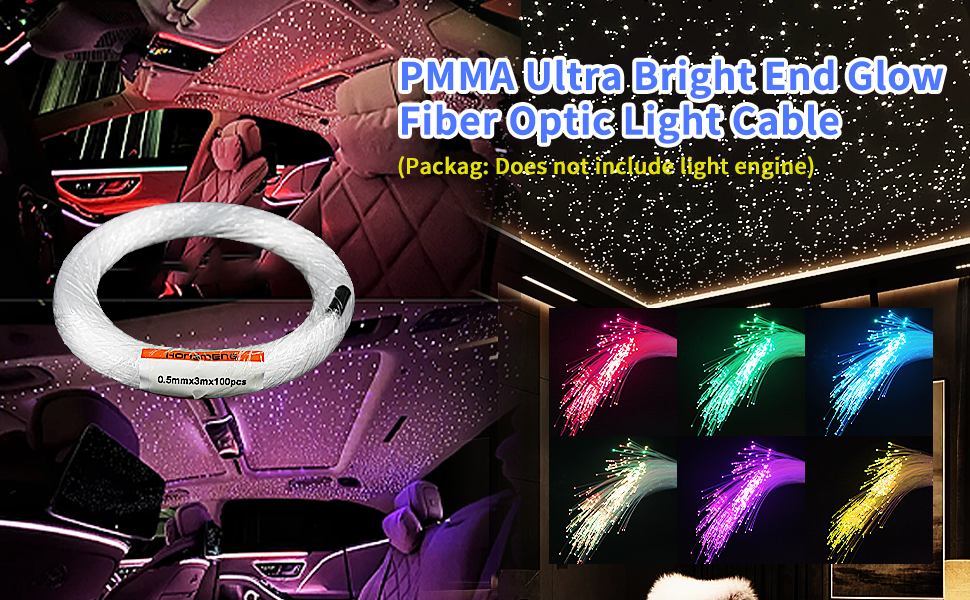 High-Light PMMA End Glow Optical Fiber for Fiber Optic Star Ceiling Light Starlight Headliner Kit