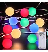 Lomotech Battery Operated Christmas Lights - 2 Pack Total 13ft 40LEDs Battery Ball Lights with Ti...