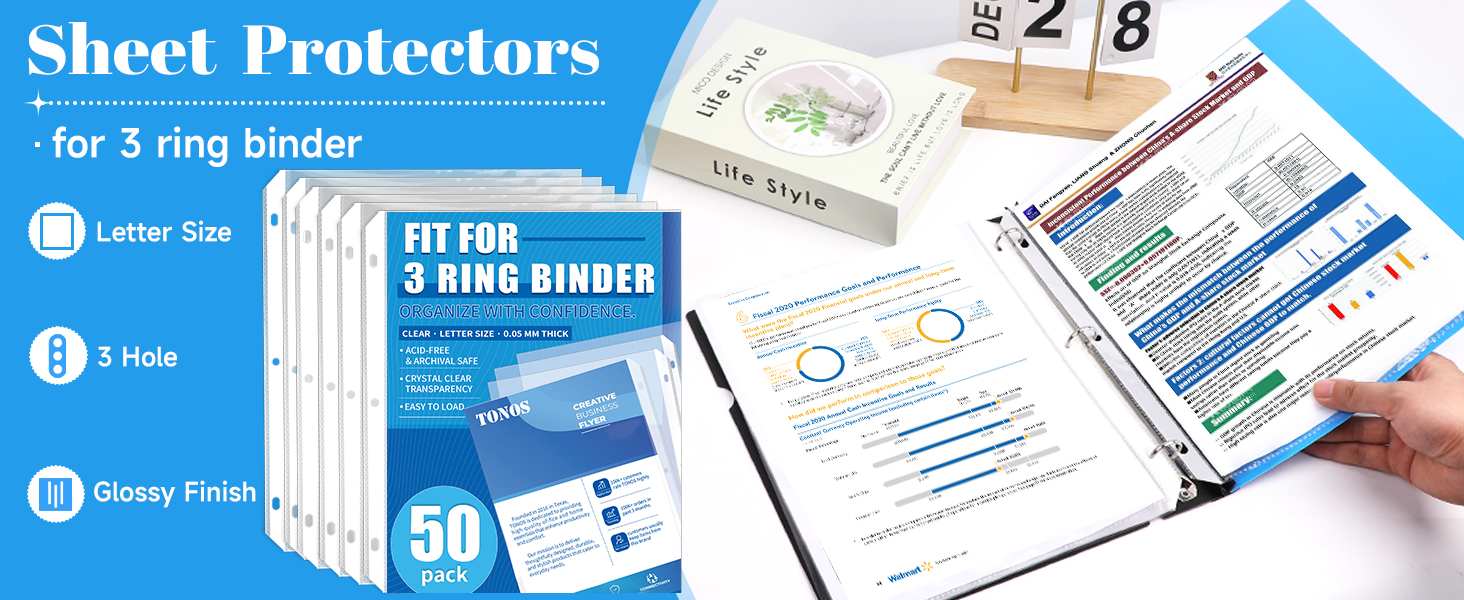 clear sheet protectors for 3 ring binder