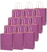 qiqee 60 pcs Kraft Bags with Handles 7.6"x4.75"x10.5" Medium Gift Paper Bags Purple Solid Color Bags