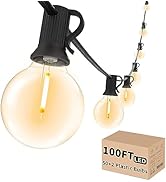 Svater Outdoor String Lights Waterproof, 100ft Patio Lights with 50pcs Plastic Bulbs, 2700K Warm ...