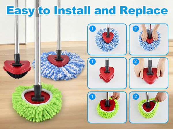 Mop Replace Heads Compatible with O-Cedar RinseClean 2 Tank Spin Mop System