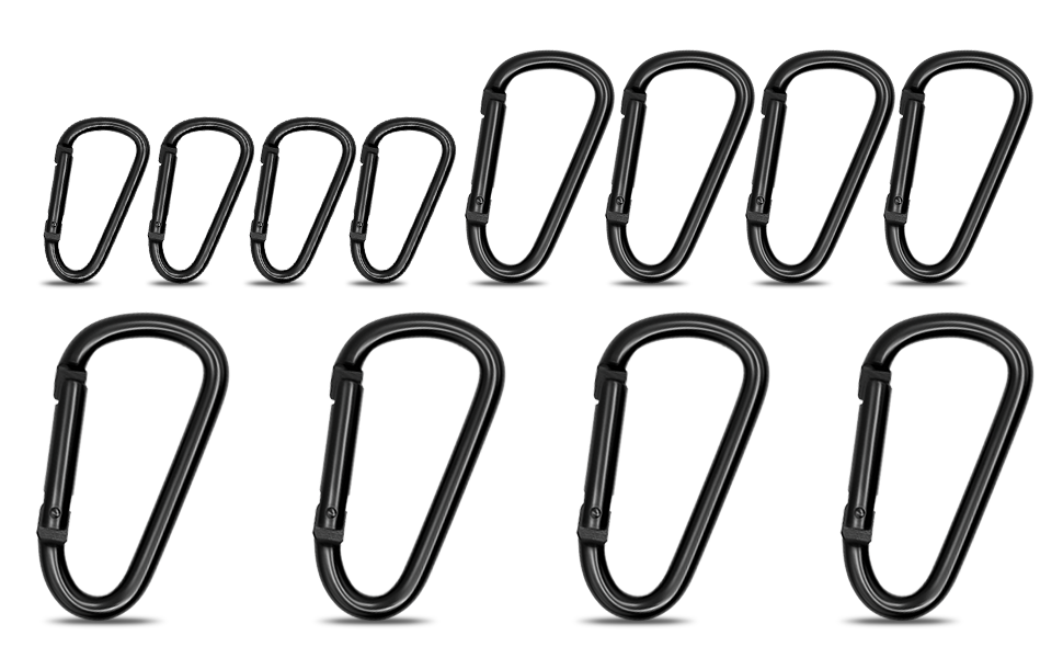 three sizes carabiner: 2 inch carabiner clip, 2.4 inch carabiner clip small, 3 inch carabiner large