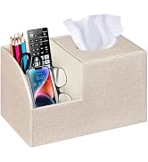 PU Leather Square Tissue Box Cover - Multi-Functional Tissue Box Holder, Tissue Box Cover with St...