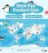 Carethos Cute Desk Mat Early Education Leather Desk Pad Protector, Kawaii Blue Ocean Waterproof D...