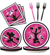 OBUSATT 96Pcs Cheerleader Party Supplies Cheerleading Paper Plates Napkins Gymnastics Party Decor...