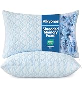 Alkyonos Shredded Memory Foam Pillows for Sleeping, Adjustable Firm Pillow for Side, Back and Sto...