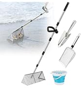 69in Effortless Sand Flea Rake Kit - Anti-Rust Stainless Steel Shark Tooth Sifter with The Narrow...