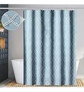 Yimobra Blue Shower Curtain, Modern Shabby Chic Shower Curtain for Bathroom, Geometric, Textured ...
