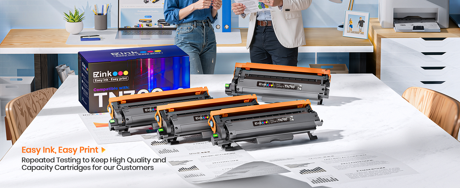 E-Z Ink Compatible TN760 Toner Cartridges Replacement for Brother TN-760 TN730 TN-730