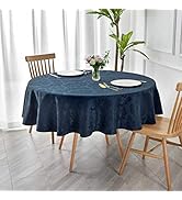 maxmill Jacquard Round Table Cloth Damask Design Waterproof Antiwrinkle Heavy Weight Soft Tablecl...