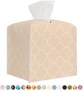 Leather Tissue Box Cover, Square Tissue Holder Home Decor for Bathroom, Car, Coffee Table, Vanity...