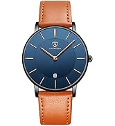 L LAVAREDO Watch for Men, Extremely Thin Mens Watches, Minimalist Analog Men's Leather Wrist Watc...