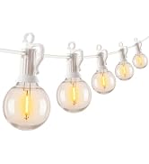 Outdoor String Lights - 50 Ft Waterproof Connectable Dimmable LED Patio Lights with 25 G40 Globe ...