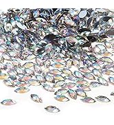 500Pcs Horse Eye Shape Crystal Clear Glass Rhinestones Eye Shaped Diamond Beads Flat Back Without...