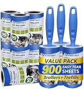Vantaly Extra Sticky Lint Roller Mega Value Set 900 Sheets for Pet Hair Removal and Clothes, Dog ...