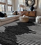 Rugshop Bohemian Stripe Stain Resistant High Traffic Living Room Kitchen Bedroom Dining Home Offi...