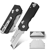 Utility Knife,Folding Box Cutter with Pocket Clip,Quick Change Blade Razor Knife with Rail Lock,S...