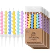 BEAN LIEVE 36-Count Birthday Candles - Rainbow Birthday Candle with Holders Colorful Spiral Long ...