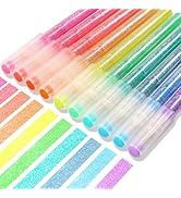 HANKU Glitter Highlighters Assorted Colors, 10-Count Chisel Tip Sparkle Highlighters, No Bleed Pa...