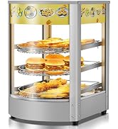 Commercial Food Warmer Pizza Warmer Display, 3-Tier Food Warmer Countertop with LED Lighting, 86?...