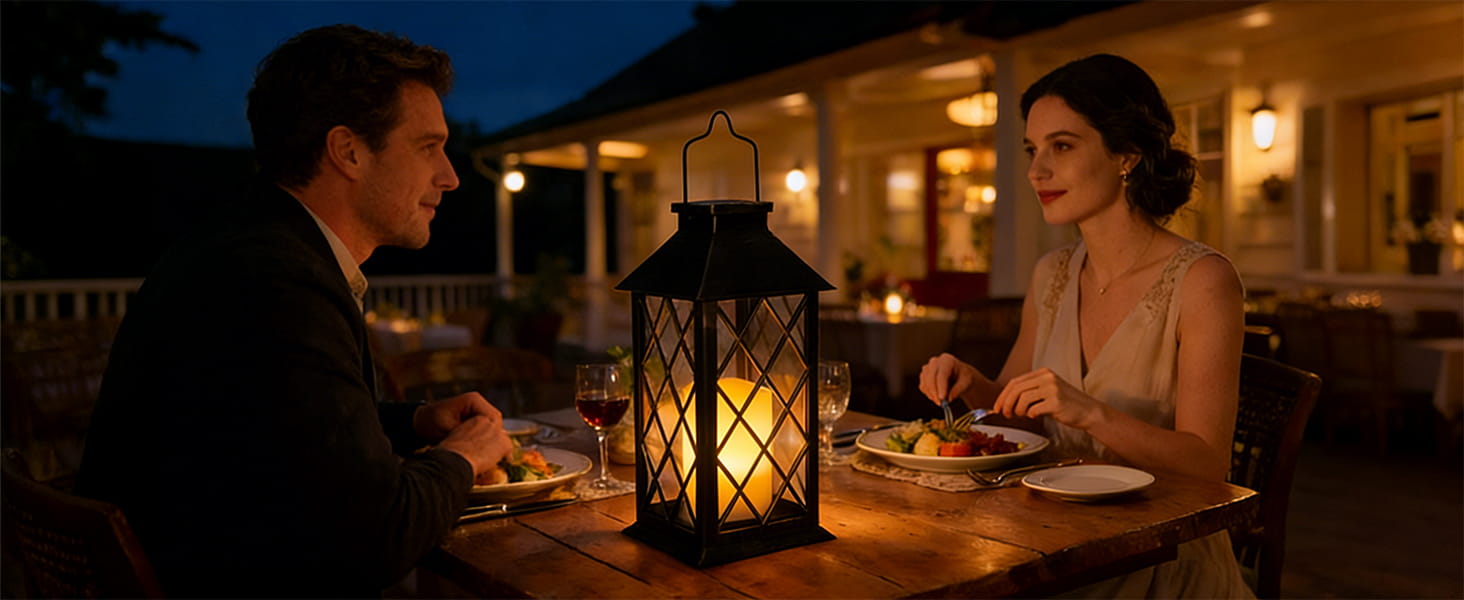 Indoor restaurant or dining establishment interior with warm ambient lighting and decorative elements visible.