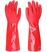 ROYAKI Heavy Duty 15''PVC Coated Work Gloves, Waterproof Chemical Resistant Glove, Cotton Lined