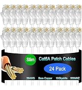 Lysymixs Cat6a Slim Ethernet Patch Cable 1 ft (24 Pack), Cat6a Patch Cable for Data Centers, Cat ...