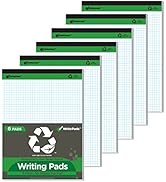 KAISA Legal Pad Quad Ruled Writing Pads, Graph Ruled 8.5x11 Legal Pad Grid Paper Pads Recycled No...