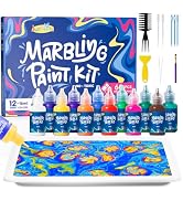 JUPITEARTH 60Pcs Water Marbling Paint Kit, Arts and Crafts for Girls & Boys, Art Supplies for Kid...